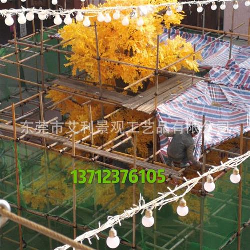 金色榕树树塑料假榕树装饰树人造园林景观工程树室内装饰