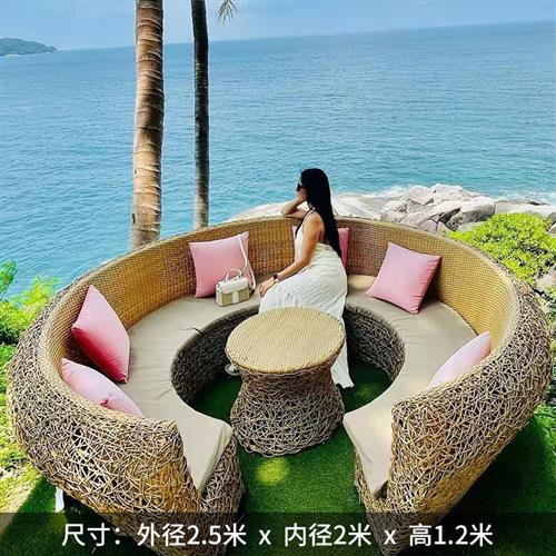 户外藤编鸟巢卡座悬挂座椅套件树上餐厅沙发景区民宿网红打卡道具