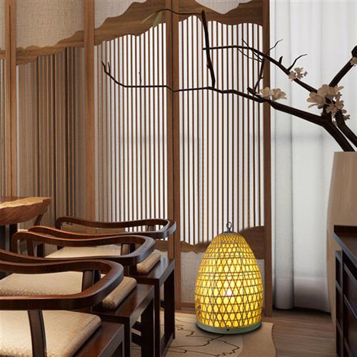 中式复古落地灯客厅卧室走廊竹艺灯具酒店客栈日式榻榻米落地台灯