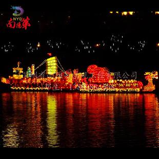 节庆美陈道具游湖彩船端午龙船巡游彩船国庆中秋春节装饰