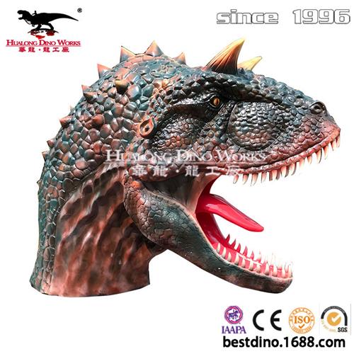 大型订做智能仿真恐龙模型展览展出照相牛龙头硅胶动态恐龙头模型