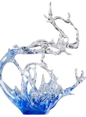 简约现代大型落地透明树脂雕塑玄关摆件客厅电视柜轻奢家居装饰品