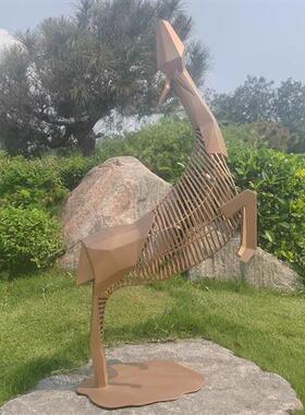 大型金属钢丝鹿创意镂空摆件北欧风格家居动物抽象落地雕塑品