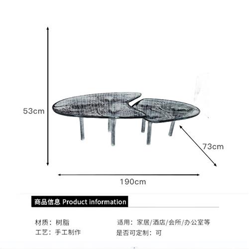 客厅家用异形茶几轻奢现代简约创意设计师款高级感透明树脂茶桌子