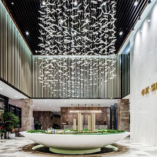 琉璃艺术海洋主题鱼群创意装饰吊饰美容会所餐厅酒店大堂组合吊灯