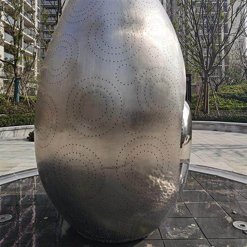 不锈钢水景雕塑蛋形雕塑园林景观雕塑镜面水滴雕塑地产雕塑