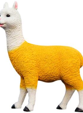 户外园林仿真动物羊驼雕塑花园公园草坪玻璃钢草泥马模型座椅摆件