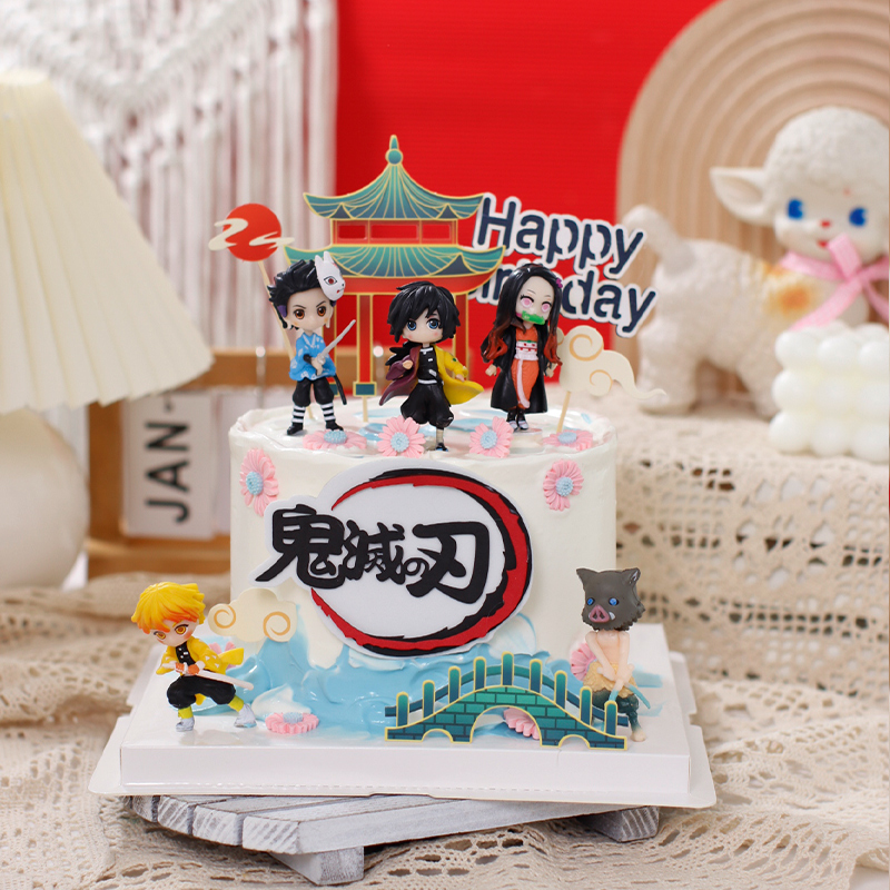 鬼灭之刃蛋糕装饰儿童动漫公仔