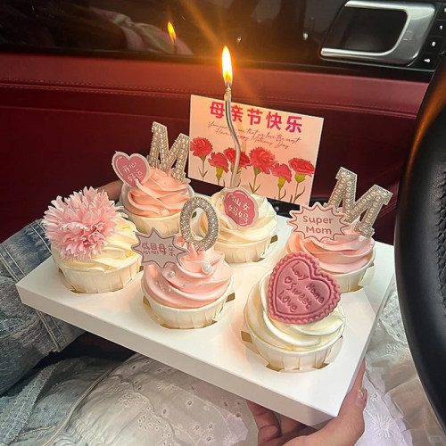 母亲节纸杯蛋糕装饰插件珍珠mom康乃馨女神女王妈妈祝福卡片插牌