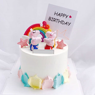 小猪一家四口蛋糕装饰软陶摆件生日网红配齐一家太阳红房子插件