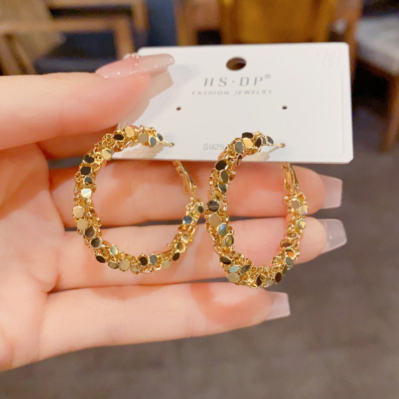 穗薇亚马逊跨境个性时尚夸张金属碎银圆圈耳扣轻奢百搭冷淡风超,饰品/流行首饰/时尚饰品新,耳环,淘宝优惠券,粉丝福利购,淘宝优惠卷