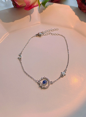 ins潮网红同款蓝色宇宙星球钛钢手链女韩国轻奢小众百搭气质手饰