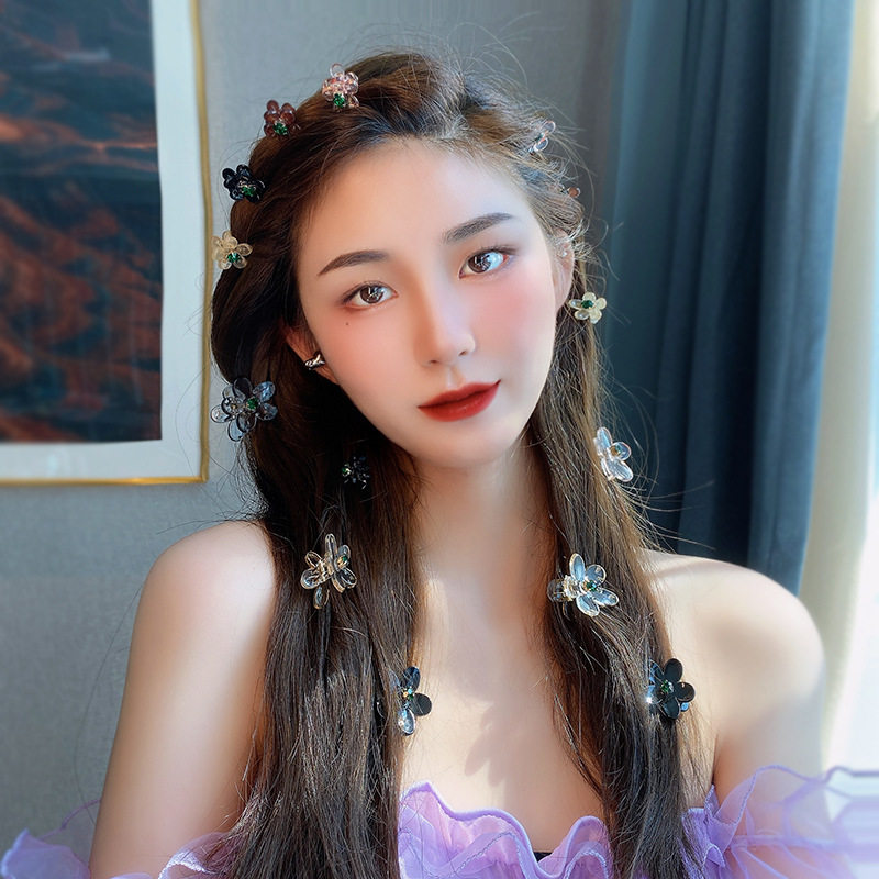 韩国可爱迷你珍珠小花朵发夹小号抓夹发饰女简约刘海发抓头发卡子