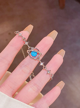 轻奢小众高级设计感蓝色星球手链女ins潮韩国爆款月光石手串手饰