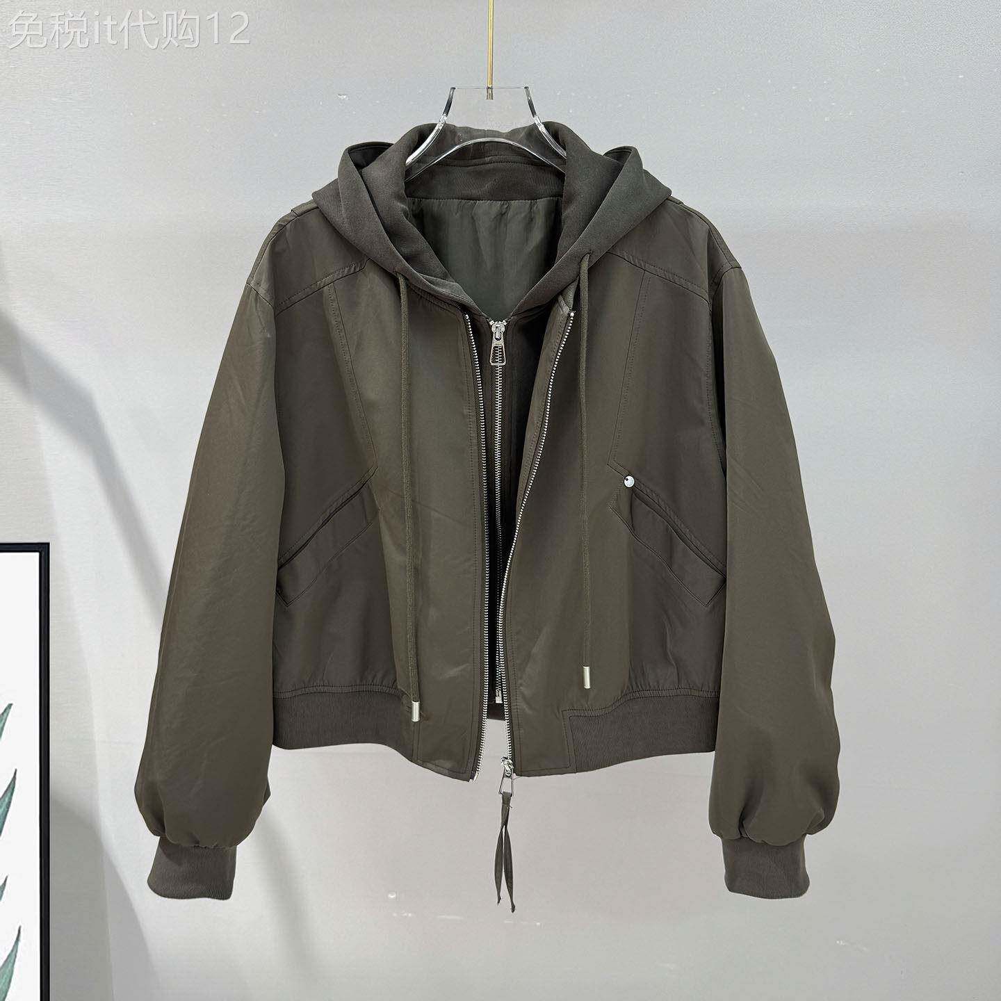 潮牌假两件工装风连帽外套女秋冬2026休闲拉链棒球服夹克宽松上衣