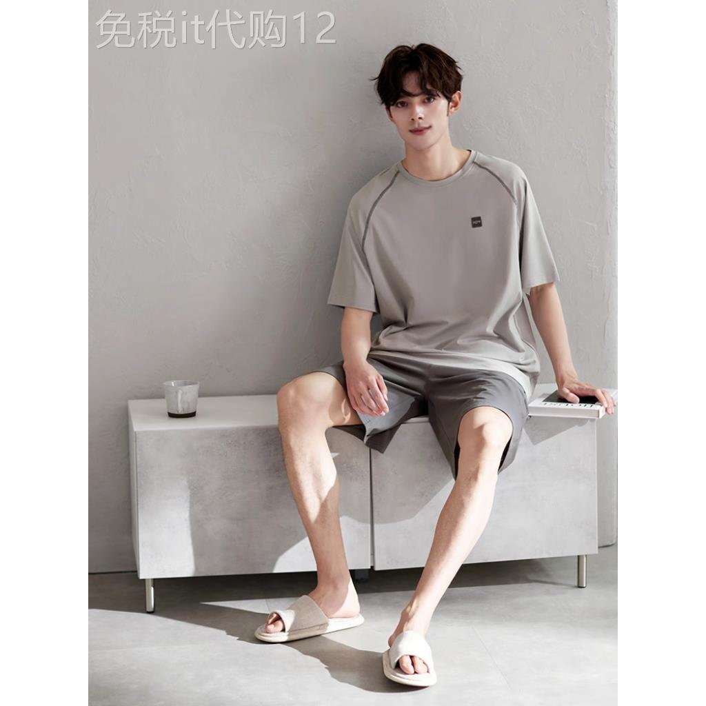 高端品牌睡衣男士夏季夏天莫代尔纯棉短袖短裤休闲男款家居服套装