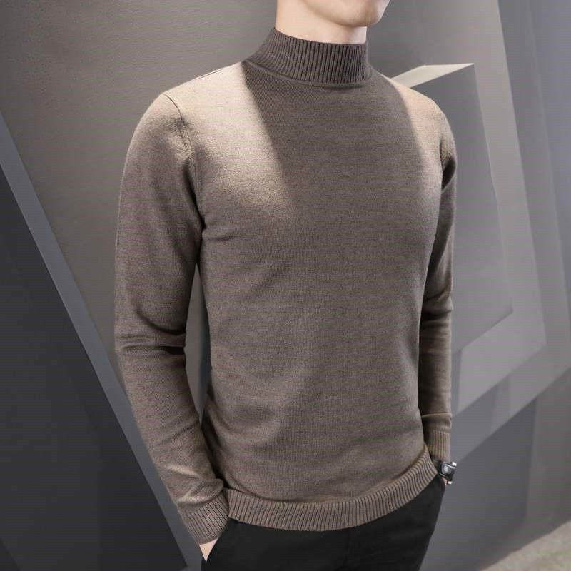潮牌半高领毛衣加绒厚款保暖帅气羊绒衫纯色中领打底衫男士针织衫,男装,羊绒套衫,淘宝优惠券,粉丝福利购,淘宝优惠卷