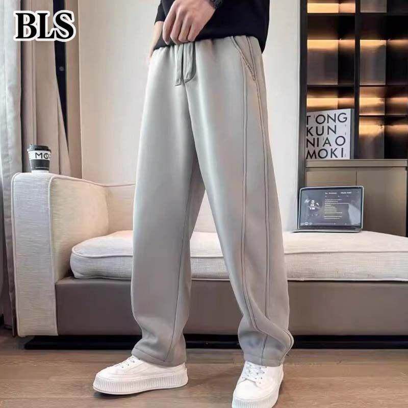 高端直筒运动卫裤男款秋冬2025新款重磅垂感宽松阔腿男士休闲长裤