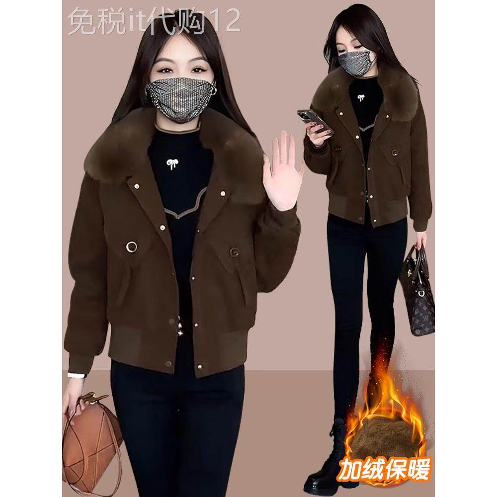 派克服外套女秋冬装减龄短款2025新款小个子加绒加厚保暖棉服上衣