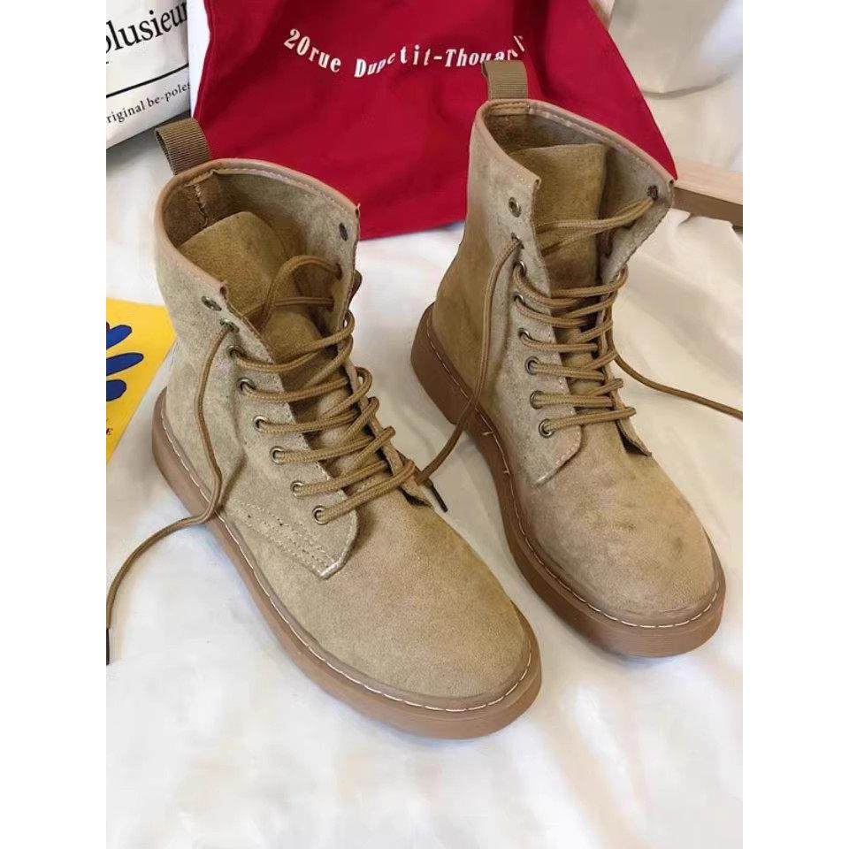 香港2024秋冬新款英伦风马丁靴女韩版百搭磨砂平底短靴帅气机车靴