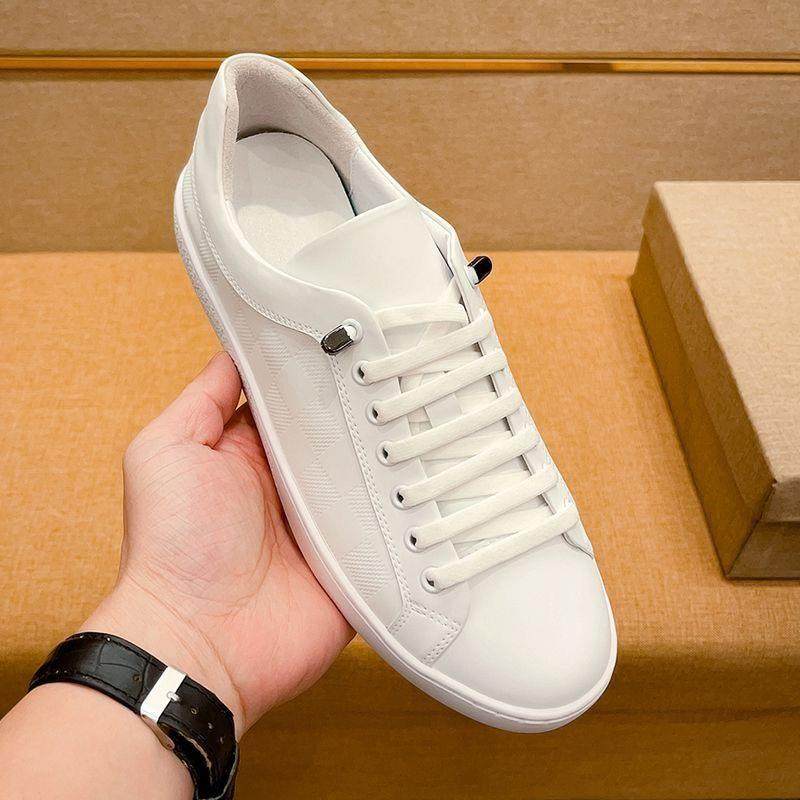 韩国专柜潮牌百搭透气白色头层牛皮休闲板鞋一脚蹬轻奢小白鞋男