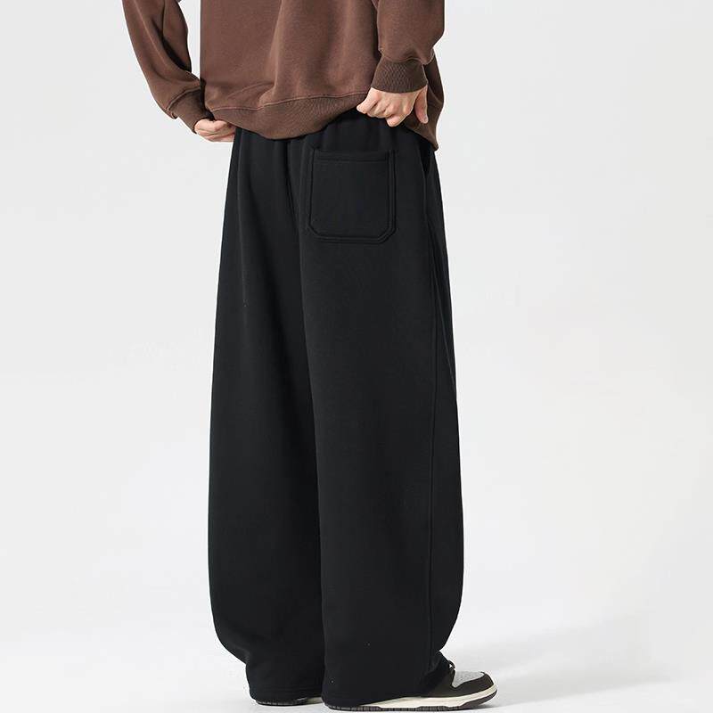 潮牌黑色弯刀卫裤男秋冬季2025新款加绒加厚百搭宽松运动裤休闲裤