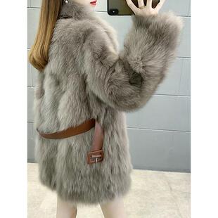 香港有口袋秋冬新款皮草外套女中长款加厚加绒时尚显瘦毛毛绒大衣