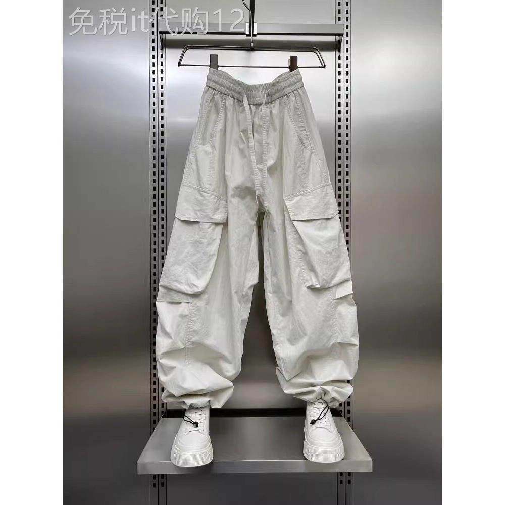 高端工装裤男春夏2025潮牌宽松阔腿裤纯色百搭休闲裤松紧腰哈伦裤