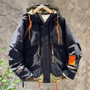 【法国进口男装】工装加厚羽绒服男冬季户外保暖冲锋衣白鸭绒连帽