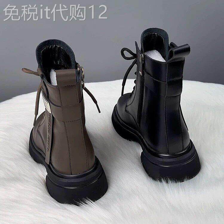香港真皮马丁靴女厚底2026年秋冬新款加绒软底单靴通勤英伦短靴女
