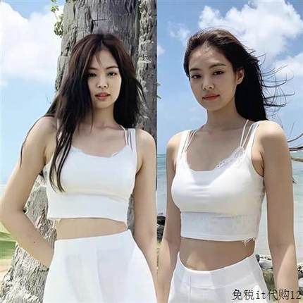 金智妮Jennie同款白色吊带背心女春短款小心机露脐韩风打底衫上衣