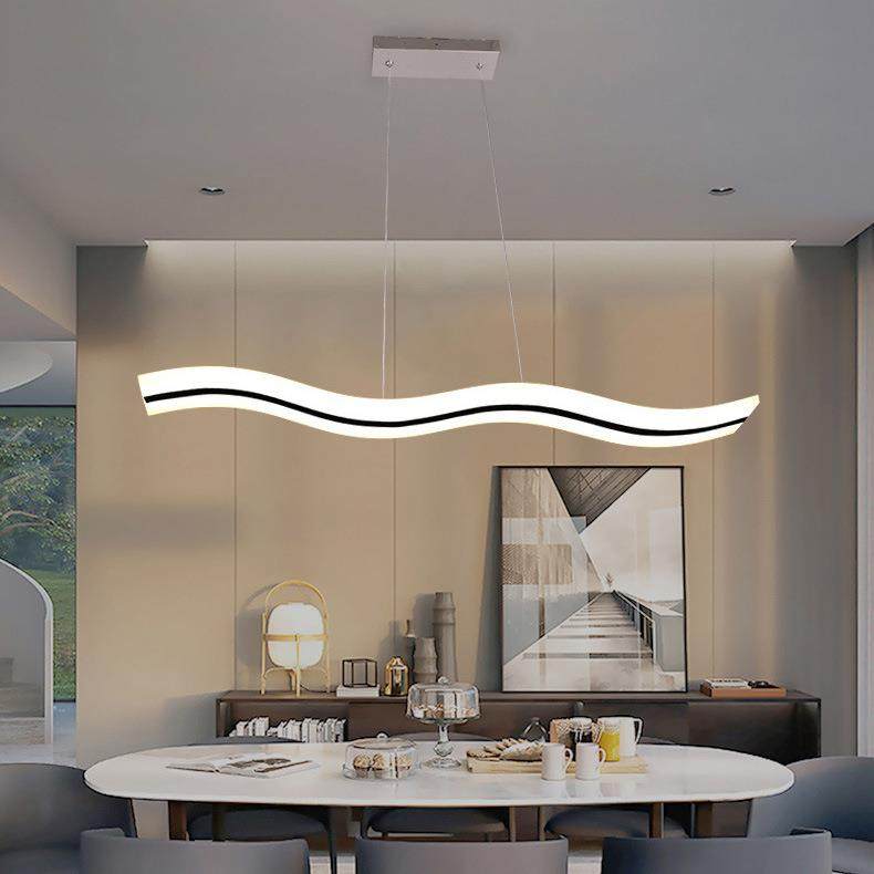 新款直销跨境货源简约led餐厅时尚S形曲线创意餐吸顶长形亚克力吧