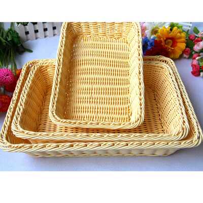 新款直销A1673藤编面包篮子面包筐食品篮水果篮干果盘长方型面包