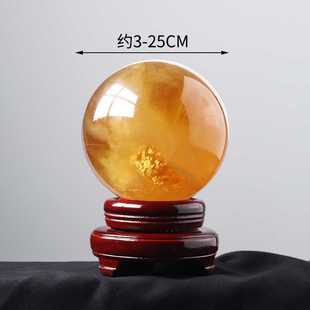 新款直销天然黄水晶球 黄方解石冰洲石打磨家居玄办公关装饰招财