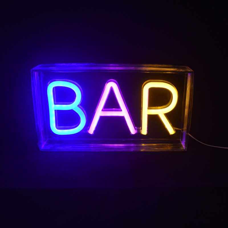 新款直销LED霓虹灯发光字母框体酒吧餐厅门店广告牌ins舞台背景墙