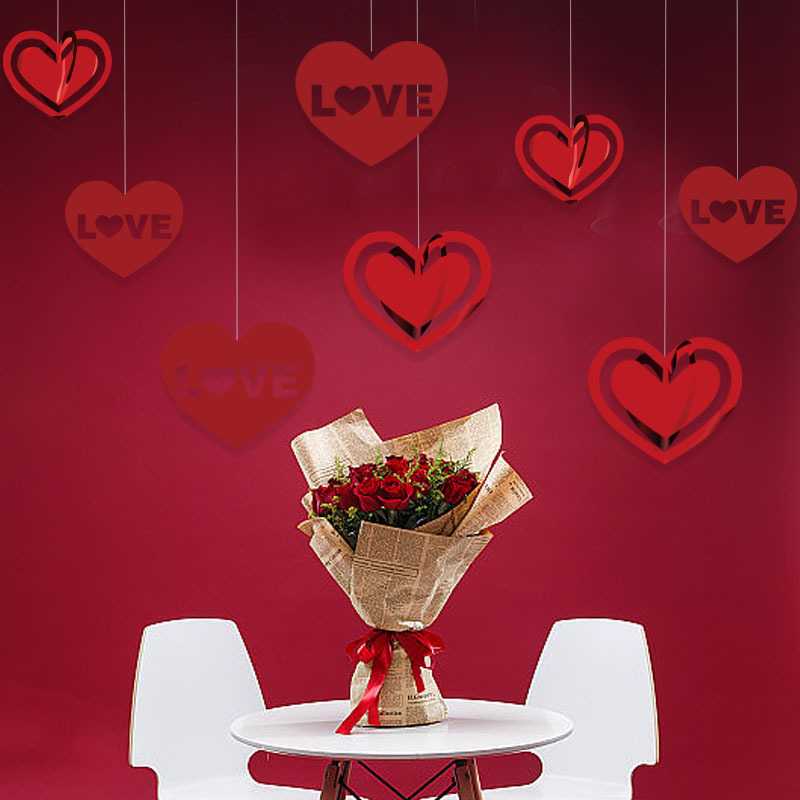 新款直销情人节爱心挂件拉花墙面场景布置挂饰婚礼婚房爱心纸串装
