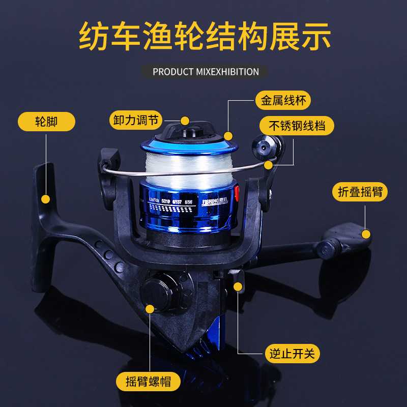 新款直销带线小渔轮 渔线轮 纺车轮 渔线轮矶钓鱼轮渔具海竿路亚