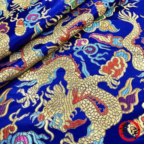 新款直销三条龙花型仿宋织锦缎云锦布料包装布服装面料丝绸仿真丝