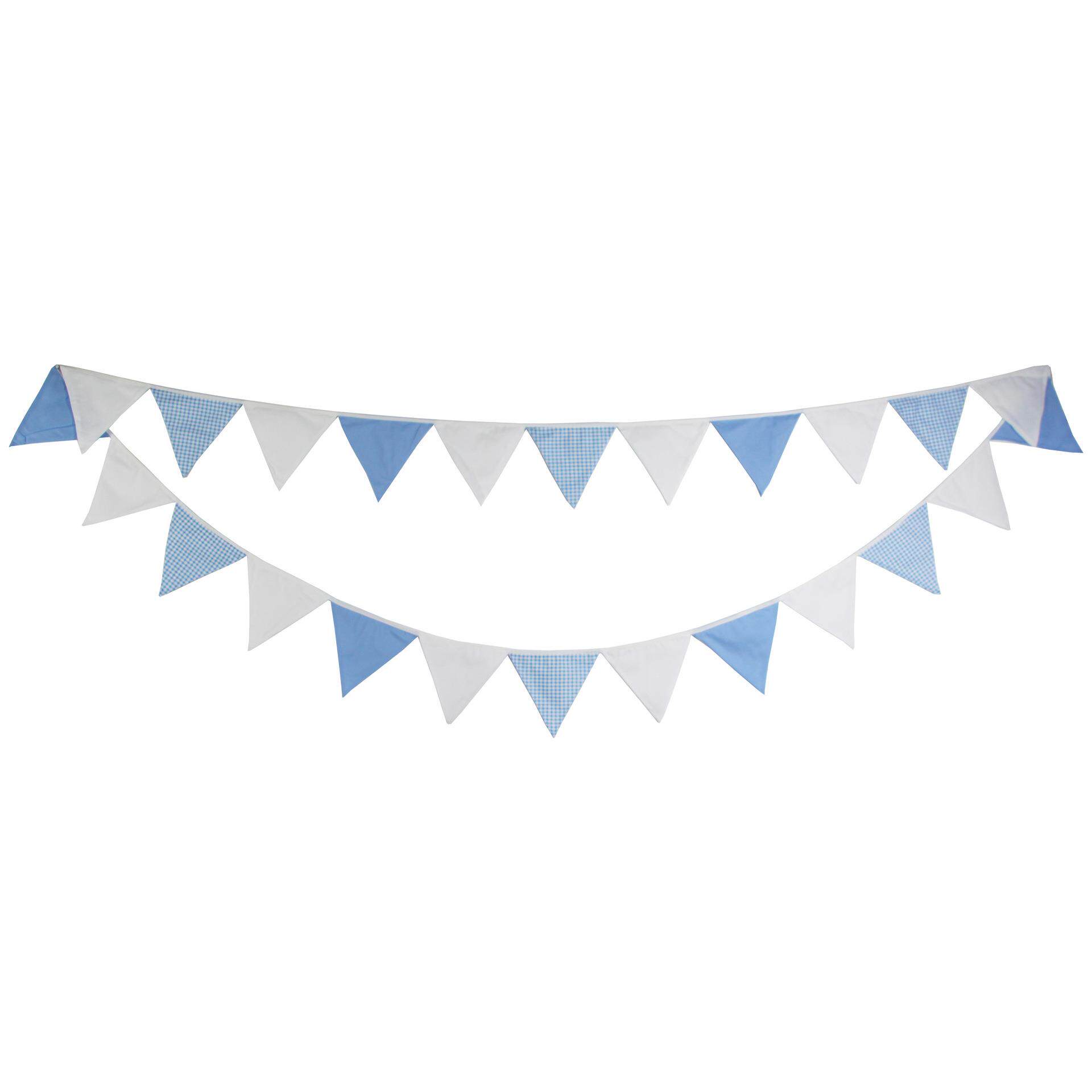 新款直销蓝白粉白棉布三角旗西式婚礼装饰挂旗生日派对拉旗户外露