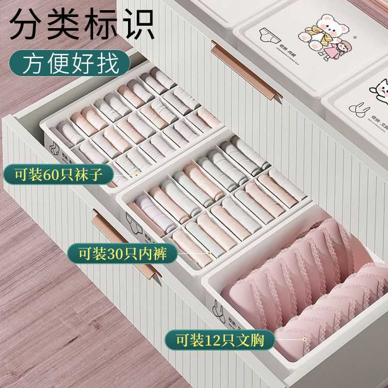 新款直销内衣收纳盒带盖文胸袜子盒分格防尘内裤整理盒杂物收纳筐