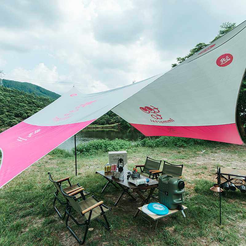 新款直销天幕帐篷户外露营公园野营涂层遮阳布六角幕布蝶形凉亭天,户外/登山/野营/旅行用品,遮阳篷/雨篷/车篷/广告篷,淘宝优惠券,粉丝福利购,淘宝优惠卷