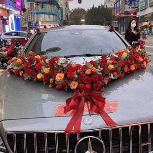 新款直销婚车装饰心形插花泥喜庆结婚主车头花泥塑料托盘婚庆用品