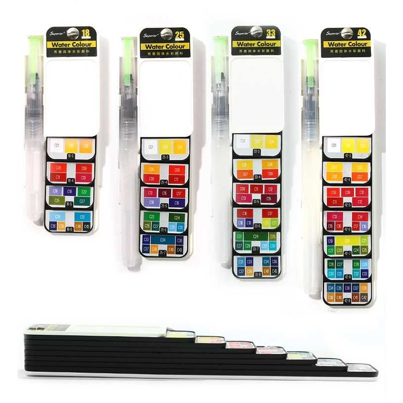 新款直销秀普18色25色33色42色固体水粉便携式可折叠透明扇形固体,文具电教/文化用品/商务用品,水彩颜料,淘宝优惠券,粉丝福利购,淘宝优惠卷