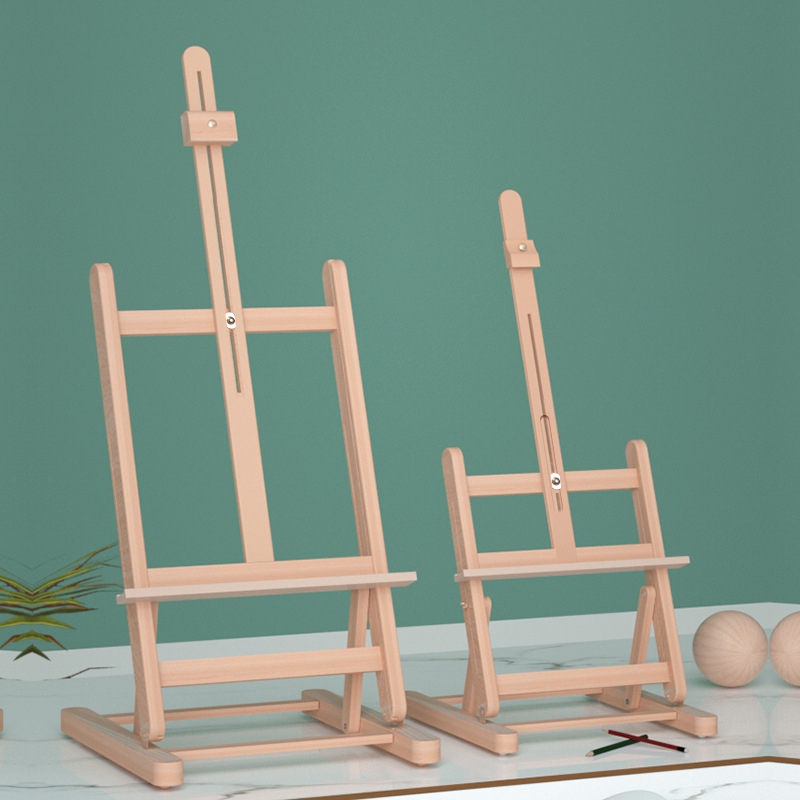 新款直销榉木制台式升降小画架桌面绘画素描油画美术画落地式可升