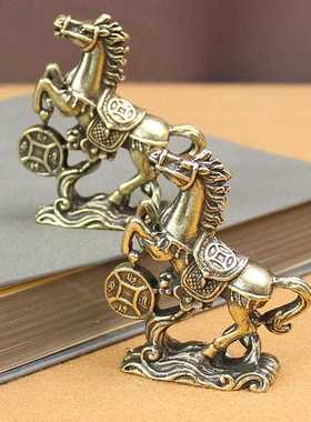 新款直销纯铜马摆件黄铜实心招米进宝马桌面工艺品摆饰古玩老铜器