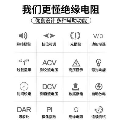 胜利绝缘电阻测试仪数字式兆欧表1000V智能电工绝缘表摇表VC60B+