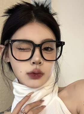 复古木纹黑框眼镜女近视感光变色可配度数大脸显瘦男眼睛框镜架潮