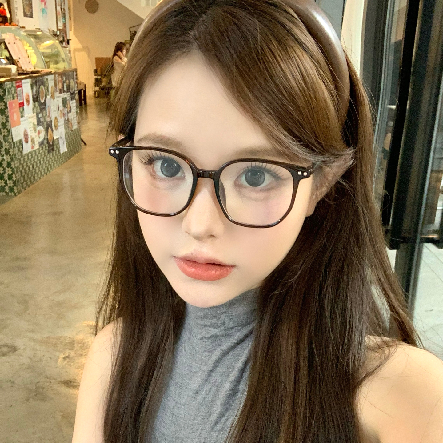 超轻冷茶色眼镜女近视可配有度数