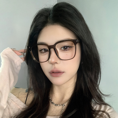 冷茶色眼镜男女同款大框可配度数