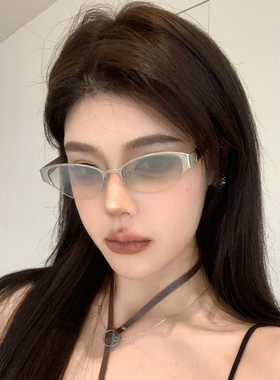 复古Y2K辣妹水银猫眼墨镜方圆脸
